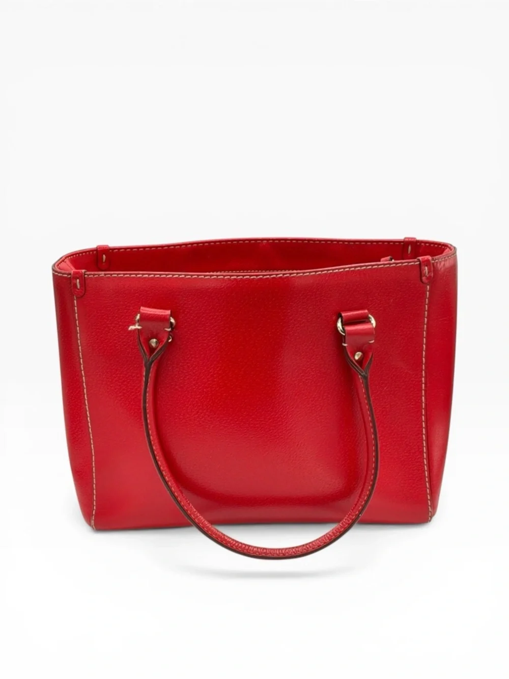 kate spade Red Leather Tote with Gold Plaque